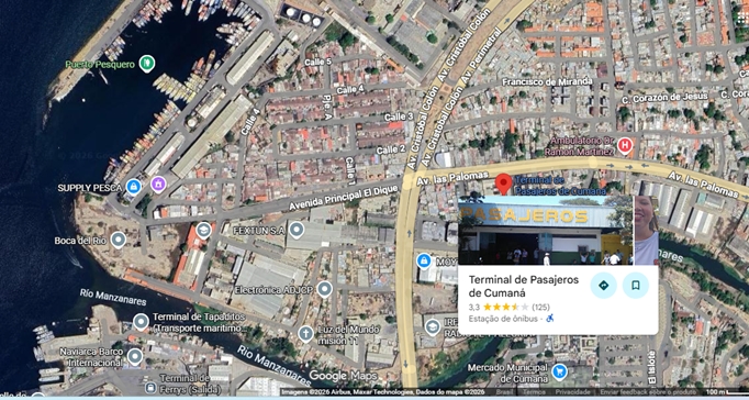 Ubicación del Terminal de Cumaná
